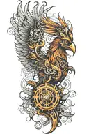 steampunk phoenix tattoo design idea