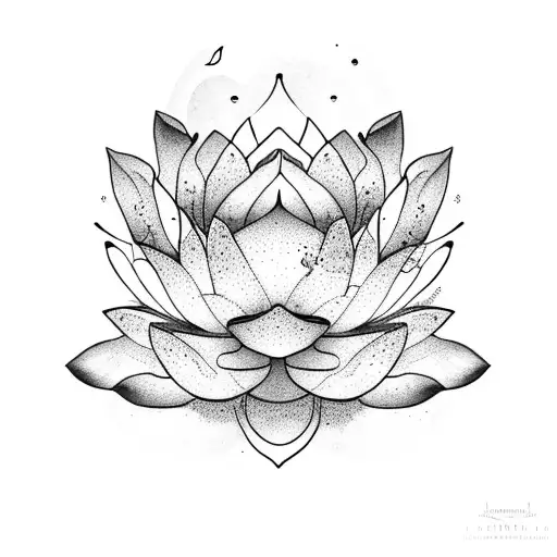 lotus flower and memento mori tattoo design idea