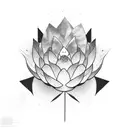 mac miller portrait with a lotus flower background tattoo design idea