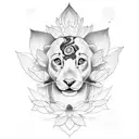 mac miller portrait with a lotus flower background tattoo design idea