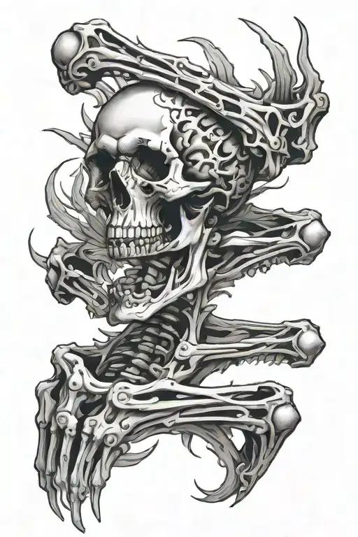 skeleton arm spine tattoo tattoo design idea