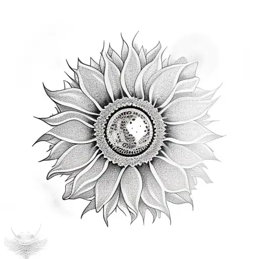 Sunflower like a mirror ball tattoo design idea