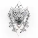 formula 1 car and halmet tattoo design idea