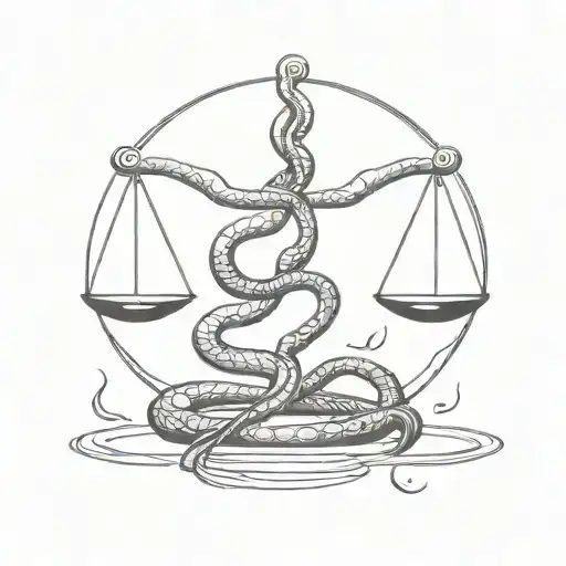 snake and libra scale balanced tattoo design idea