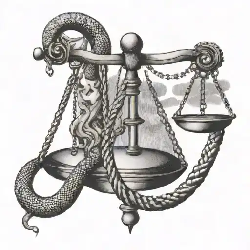 libra scale and snake tattoo design idea