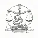 snake and libra scale balanced tattoo design idea