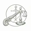 snake and libra scale balanced tattoo design idea