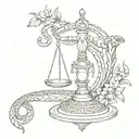 libra scale and snake tattoo design idea