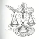 libra scale and snake tattoo design idea