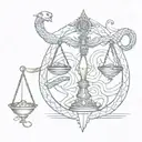 libra scale and snake tattoo design idea