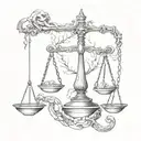 libra scale and snake tattoo design idea