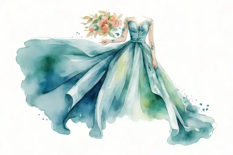 wedding dress tattoo design idea