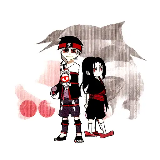 Obito and itachi on hand tattoo design idea