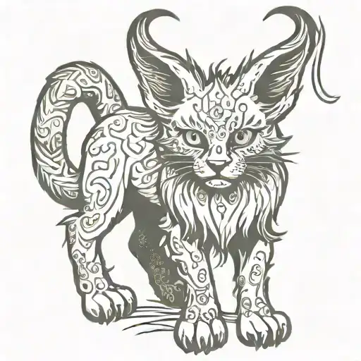 ragdoll bicolor lynx satanic baphomet symbol tattoo design idea