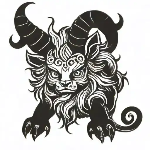 ragdoll bicolor cute satanic baphomet symbol tattoo design idea