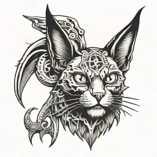 ragdoll cat face satanic baphomet symbol tattoo design idea