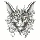 cat face satanic baphomet symbol tattoo design idea