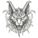 cat face satanic baphomet symbol tattoo design idea