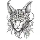 cat face satanic baphomet symbol tattoo design idea