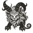 ragdoll bicolor cute satanic baphomet symbol tattoo design idea