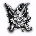 ragdoll bicolor cute satanic baphomet symbol tattoo design idea