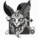ragdoll bicolor cute satanic baphomet symbol tattoo design idea