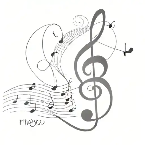 music and typography "manou" tattoo design idea