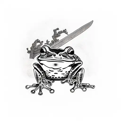 frog with a sword tattoo design idea