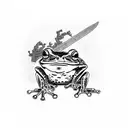 frog with a sword tattoo design idea
