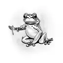 frog with a sword tattoo design idea