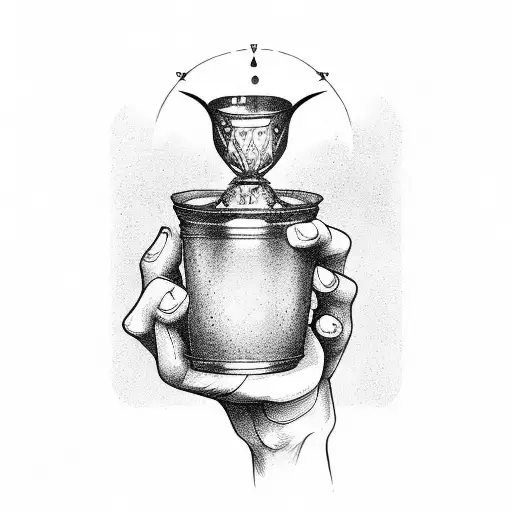 hand holding chalice tattoo design idea