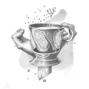 hand holding chalice tattoo design idea