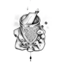hand holding chalice tattoo design idea