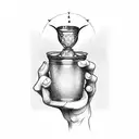 hand holding chalice tattoo design idea