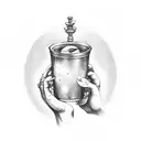hand holding chalice tattoo design idea