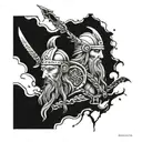 cuervo y hacha vikinga tattoo design idea