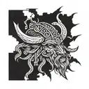 cuervo y hacha vikinga tattoo design idea