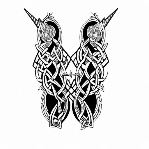 a celtic unicorn tattoo design idea