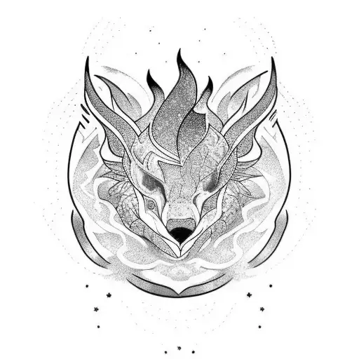 element of nature fire and water  tattoo design idea