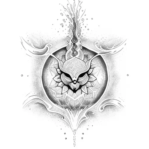 element of nature fire and water  tattoo design idea