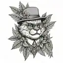 Furry Loona helluva boss surrounded by weed leaves tattoo design idea