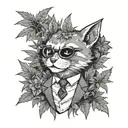 Furry Loona helluva boss surrounded by weed leaves tattoo design idea