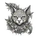 Furry Loona helluva boss surrounded by weed leaves tattoo design idea