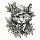 Furry Loona helluva boss surrounded by weed leaves tattoo design idea