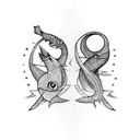 libra and pisces tattoo design idea
