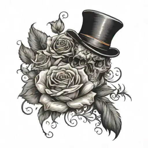 Harley in roses blooming tattoo design idea