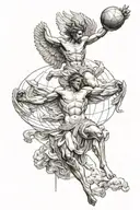 atlas holding the world , Icarus falling from the sky and Orlando the furious tattoo design idea