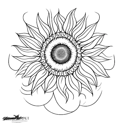 A minimalist sunflower design incorporated into the hood of a 1965 Corvette tattoo design idea