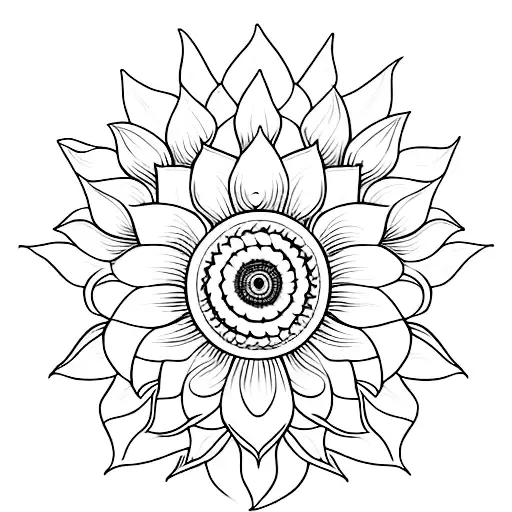 A sunflower bouquet wrapped around a steering wheel, symbolizing the love for cars and sunflowers tattoo design idea