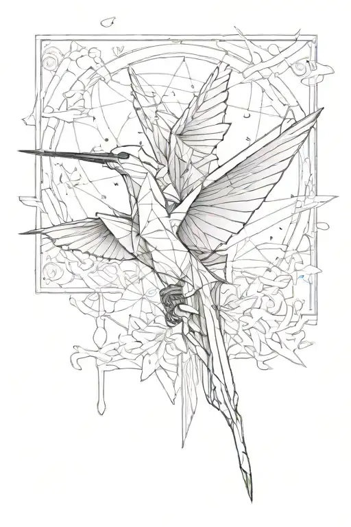 Paper crane tattoo design idea